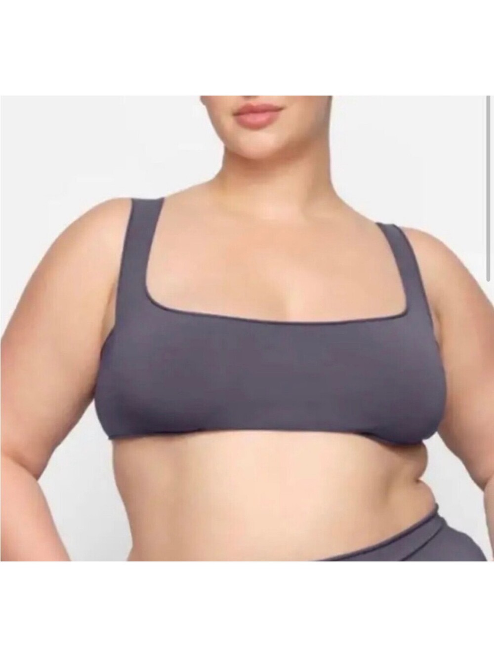 Skims Raw Edge Intimates Micro Scoop Bralette Color Gunmetal Size 4X